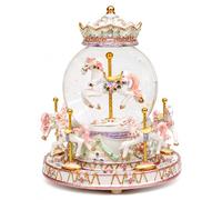 DANVON Boîte à musique carrousel cheval licorne boule à neige LED changeant de couleur pour femmes, enfants, bébés, filles, maman, fille, petite-fille, cadeau de Noël, d'anniversaire, de
