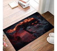 danxceh Tapis de Bain Absorbant Antidérapant Tapis Salle de Bain Lavable en Machine Tapis de Douche en Microfibre Douce,Un Loup de feu Noir géant aux Yeux flamboyants, à la crinière et à la,40x60cm