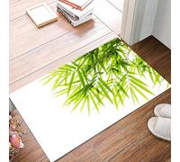 danxceh Tapis de Bain Absorbant Antidérapant Tapis Salle de Bain Lavable en Machine Tapis de Douche en Microfibre Douce,Bambou, Illustration d'icône Feuille de Bambou pour Le Bien-être Sant,40x60cm