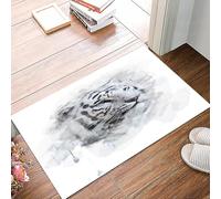 danxceh Tapis de Bain Absorbant Antidérapant Tapis Salle de Bain Lavable en Machine Tapis de Douche en Microfibre Douce,Animal, Portrait Artistique d'un Tigre Blanc, Nature Sauvage, prédate,40x60cm