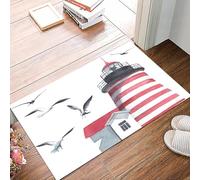 danxceh Tapis de Bain Absorbant Antidérapant Tapis Salle de Bain Lavable en Machine Tapis de Douche en Microfibre Douce,Décoration d'appartement, Phare et mouettes sur la Plage Aide à la na,40x60cm