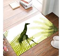 danxceh Tapis de Bain Absorbant Antidérapant Tapis Salle de Bain Lavable en Machine Tapis de Douche en Microfibre Douce,Afrique, Silhouette de Girafe Parc National des fougères Animal Terre,40x60cm