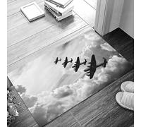 danxceh Tapis de Bain Absorbant Antidérapant Tapis Salle de Bain Lavable en Machine Tapis de Douche en Microfibre Douce,Avion, Image rétro des bombardiers Lancaster de Battle Roya,40x60cm