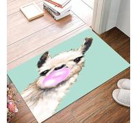 danxceh Tapis de Bain Absorbant Antidérapant Tapis Salle de Bain Lavable en Machine Tapis de Douche en Microfibre Douce,Le Lama des Andes soufflant du Chewing-Gum Rose, Anciennement Lama, e,40x60cm