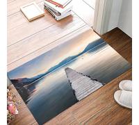 danxceh Tapis de Bain Absorbant Antidérapant Tapis Salle de Bain Lavable en Machine Tapis de Douche en Microfibre Douce,Lac d'Annecy dans Les Alpes françaises au Coucher du Soleil,40x60cm