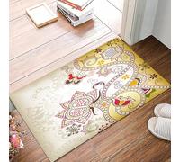 danxceh Tapis de Bain Absorbant Antidérapant Tapis Salle de Bain Lavable en Machine Tapis de Douche en Microfibre Douce,Motif ornemental de Fleurs orientales asiatiques, Design Abstrait inc,40x60cm