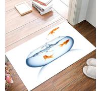 danxceh Tapis de Bain Absorbant Antidérapant Tapis Salle de Bain Lavable en Machine Tapis de Douche en Microfibre Douce,Aquarium, Poisson Rouge sautant Hors du Freedom Fishbowl Escape Chall,40x60cm