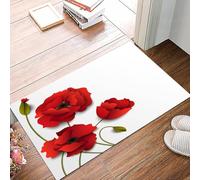 danxceh Tapis de Bain Absorbant Antidérapant Tapis Salle de Bain Lavable en Machine Tapis de Douche en Microfibre Douce,Floral, Fleurs de Pavot Pétales Brillants avec bourgeons Pureté,40x60cm