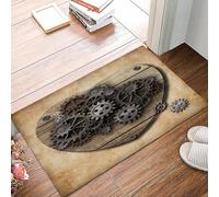 danxceh Tapis de Bain Absorbant Antidérapant Tapis Salle de Bain Lavable en Machine Tapis de Douche en Microfibre Douce,Modèle de cœur Humain Vieilli fabriqué à partir d'engrenages en métal,40x60cm