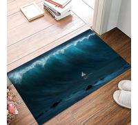 danxceh Tapis de Bain Absorbant Antidérapant Tapis Salle de Bain Lavable en Machine Tapis de Douche en Microfibre Douce,Un Petit Bateau capturé par Une Grosse Vague.,40x60cm