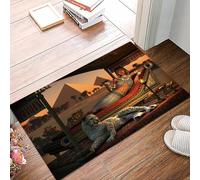 danxceh Tapis de Bain Absorbant Antidérapant Tapis Salle de Bain Lavable en Machine Tapis de Douche en Microfibre Douce,Léopard d'Égypte Ancienne Femme égyptienne et Un guépard apprivoisé,40x60cm