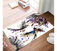 danxceh Tapis de Bain Absorbant Antidérapant Tapis Salle de Bain Lavable en Machine Tapis de Douche en Microfibre Douce,Belle Illustration avec des Fleurs de lys et des Oiseaux dans Un Styl,40x60cm