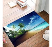 danxceh Tapis de Bain Absorbant Antidérapant Tapis Salle de Bain Lavable en Machine Tapis de Douche en Microfibre Douce,Plage au Coucher du Soleil sur l'île de Mahé aux Seychelles,40x60cm