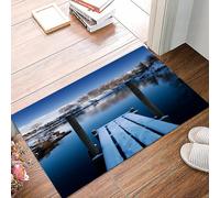 danxceh Tapis de Bain Absorbant Antidérapant Tapis Salle de Bain Lavable en Machine Tapis de Douche en Microfibre Douce,Photographie d'art d'une terrasse en Bois sur la Rive d'un Petit lac,40x60cm