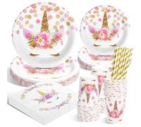 DANXIAN Vaisselle De Fête Unicorn, Licorne Trousse D'Anniversaire Enfants, Anniversaire Unicorn Decoration Vaisselle, Serviettes, Accessoires Baby Shower - 20 invités