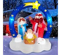 Danxilu 1,83M Noël Gonflables Crèche Décorations Extérieures Lumières LED Lumineuses La Scène de la Naissance de Jésus avec l'Arche de l'Étoile de Bethléem Gonflable pour Jardin Extérieur Pelouse