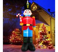 Danxilu 3,6M Soldat Casse Noisette Gonflable de Noël avec Canne à Sucre - Décoration Extérieure avec Lumières LED Intégrées - Gonflable de Jardin pour Fête de Vacances et Pelouse