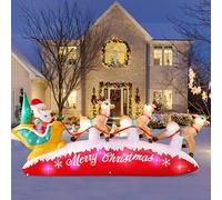 Danxilu 3M Traîneau Gonflable de Noël de Long avec 3 Rennes pour Décorations Extérieur LED Colorées Intégrées Décoration de Jardin pour Noël Décoration de Jardin Pelouse Terrasse Toit