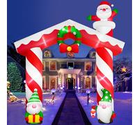 Danxilu Decoration Noel Exterieur Gonflable Arche Geante de 10 Pieds, Arche Noël Gonflable avec Gnomes et Père Noël LED Intégrées pour Jardin Extérieur Pelouse Fête de Vacances Décoration
