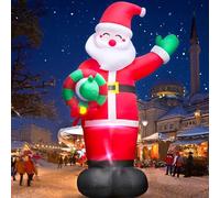 Danxilu Pere Noel Gonflable Géante de 20 Pieds avec Guirlande, Decoration Noel Exterieur Gonflable Lumières LED Intégrées, Père Noël Gonflable pour Fête, Pelouse, Centres Commerciaux