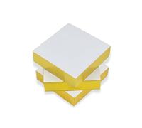 Dany Marcus Élégante boîte à notes en verre acrylique avec accents dorés et bloc-notes assorti avec coupe dorée (lot de 3 recharges de carnets)