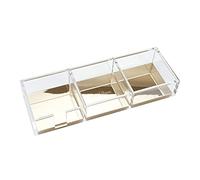 Dany Marcus Organiseur de bureau à 3 compartiments, en acrylique transparent avec détails dorés, idéal pour les notes adhésives et les trombones