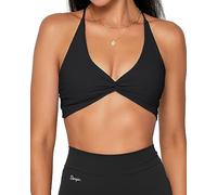 Danysu Soutien-gorge de sport dos nu - Doux au beurre - Avec soutien-gorge rembourré amovible - Strappy Going Out Top, #2. twirl avant noir, XS