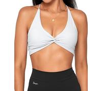 Danysu Soutien-gorge de sport dos nu - Doux au beurre - Avec soutien-gorge rembourré amovible - Strappy Going Out Top, #2. twirl avant princesse blanc, S