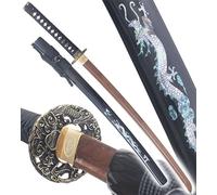 Danzan Katana en Bois Dragon Noir Epee Katana Sabre Japonais - Lame Bois Wenge Katana Japoanais