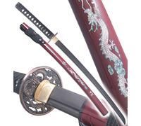 Danzan Katana en Bois Dragon Rouge Epee Sabre Katana Samourai - Lame Bois Wenge Katana Japoanais