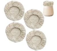 DanziX Lot de 4 housses de fermentation réutilisables en tissu pour bocaux de levain, couvercle de fermentation de pain en tissu, convient aux bocaux de 7,6 à 10,2 cm