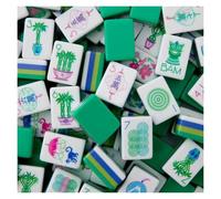 DAO-UPPSE Ensemble de Mahjong en Acrylique 160 pièces - Jeu de Voyage américain à 4 Couches avec dés et Sac(Green)