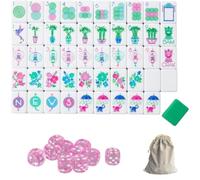 DAO-UPPSE Ensemble de Mahjong en Acrylique à 4 Couches, 160 tuiles, Jeu de Voyage américain Haut de Gamme avec Sac de Transport à Gravure Transparente, 10 dés, 17 Couleurs(Teal)