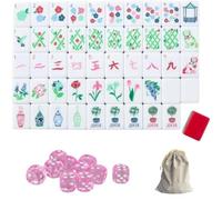 DAO-UPPSE Ensemble de Mahjong en Acrylique à 4 Couches, 160 tuiles, Jeu de Voyage américain Haut de Gamme avec Sac de Transport à Gravure Transparente, 10 dés, 17 Couleurs(Rot)