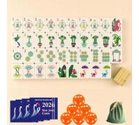 DAO-UPPSE Ensemble de Mahjong en Acrylique à 4 Couches - Jeu américain de 160 tuiles avec Sac de dés et Guide en Panneau Dur(Bamboo Grain)
