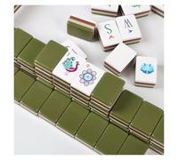 DAO-UPPSE Ensemble de Mahjong en Acrylique à 4 Couches - Jeu de Voyage américain à 160 tuiles avec dés et Sac(Olive)