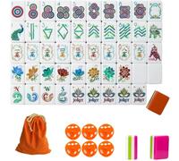 DAO-UPPSE Ensemble de Mahjong en Acrylique de 160 pièces - Jeu de Voyage à 4 Niveaux avec dés et Sac de Rangement(Deep Orange)