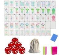 DAO-UPPSE Ensemble Mahjong en acrylique 4 couches - Jeu américain de 160 cartes avec sac de voyage et dés (bleu clair)