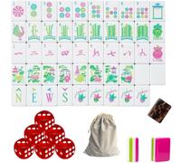 DAO-UPPSE Ensemble Mahjong en acrylique à 4 couches - Jeu américain de 160 cartes avec sac de voyage et dés (noir marron)