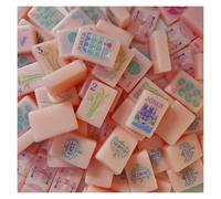 DAO-UPPSE Jeu de Mahjong 4 Couches 160 tuiles - Jeu américain en Acrylique de qualité supérieure avec dés et Sac(Light Pink)