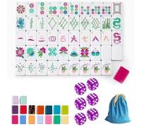 DAO-UPPSE Jeu de Mahjong 4 Couches 160 tuiles - Jeu américain en Acrylique de qualité supérieure avec dés et Sac(Rose Red)