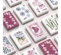DAO-UPPSE Jeu de Mahjong 4 Couches 160 tuiles - Jeu de Voyage américain avec Sac à dés et Guide en Panneau Dur(Purple)