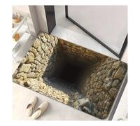 DAO-UPPSE Tapis Illusion d'optique avec Trou visuel 3D - Tapis de Sol interactif for Chiens et Chats, décoration antidérapante et sûre for Le Couloir du Salon(Dark Brown,80x120cm/31x47in)