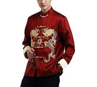 Daoba Tai Chi Uniforme Costume Top - Hommes Femme Costume de Tang Chinois Traditionnel Arts Martiaux Wing Chun Shaolin Kung Fu Veste Vêtements de Formation Broderie Double Dragon