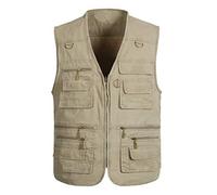 Daoba Unisexe Gilet de Pêche en Coton Veste Photographe Multipoches Manteau sans Manche Homme Femme Exterieur Reporter Chasse Travail Randonnée