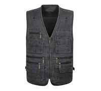 Daoba Unisexe Gilet de Pêche en Coton Veste Photographe Multipoches Manteau sans Manche Homme Femme Exterieur Reporter Chasse Travail Randonnée