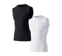 DaobaMEN Pro Compression Tops pour Hommes à séchage Rapide 2 Pack Gilet Tops T-Shirts Débardeur de Running pour entraînement, Basket-Ball, Gymnase