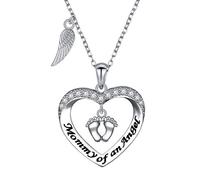 DAOCHONG 925 argent Sterling ailes d'ange empreinte Infini coeur collier maman d'un ange collier infantile enfant perte grossesse fausse couche mort-né Memorial bijoux cadeau pour maman
