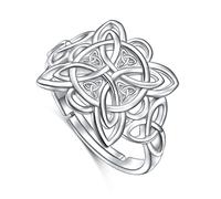 DAOCHONG 925 Argent Sterling Beaucoup de Chance Bijoux Irlandais Celtique Quaternaire Wicca Nœud de Sorcière pour Femmes, 59.5 mm, Métal précieux, Aucune pierre précieuse