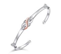 DAOCHONG Bracelet jonc irlandais bicolore en argent sterling 925 avec nœud celtique et symbole de l'infini, porte-bonheur, idéal comme cadeau d'anniversaire pour femme